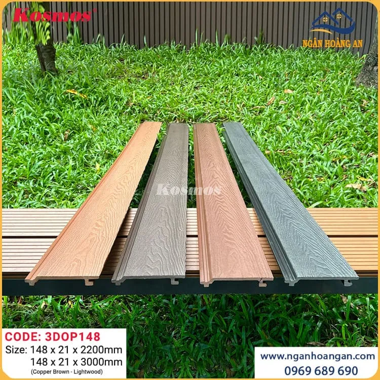 Ốp Trần Ban Công Gỗ Nhựa Ngoài Trời Kosmos 3DOP148X3M Light Wood